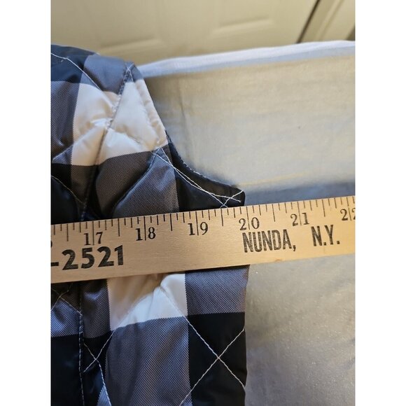 Talbots Down Puffer Vest Jacket Womens S Quilted Plaid Cinched Waist Zip Snap - Picture 5 of 6